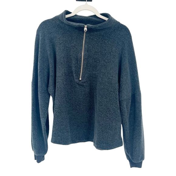 Soft Serve Womens Organic Cloud Cotton Cozy‎ 1/4 Zip Hoodless Hoodie Size L Gray - Picture 1 of 7